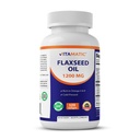 Vitamatic Flaxseed Oil 1200 mg - 120 Softgels Cold-Pressed Flaxseed Oil med 675 mg ALA Omega-3 - Stöder hjärthälsa och övergripande Wellness