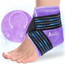 Atsuwell Ankle Ice Pack Wrap, Återanvändbar Gel Ice Cold Packs för Ankle Foot Heel, Foot Ice Wrap med Soft Plush Lining, Cold Compress Therapy för lugnande obehag, lila