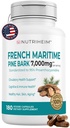 French Maritime Pine Bark Extract 7000mg med 95% Proanthocyanidins för cirkulation, hjärthälsa, hud, kognitivt stöd - 20:1 Ratio & 180 Veggie kapslar - Non-GMO, Gluten-Free, Vegan-Friendly