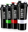 17 Oz Multi-Compartment Shaker Bottle med 4-Pack Set | BPA-Free, Leakproof, Protein Mixer & Supplement Storage