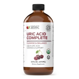 Komplett naturliga produkter Uric Acid Complete - 16oz Liquid Supplement för att stödja urinsyra rengöring, njurhälsa och cirkulation med Apple Cider Vinegar, Tart Cherry och Beet Root.