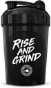 MIXT Energy Rise och Grind Shaker Bottle, 16 oz. Shaker Bottle, BPA Free & Lid Mixing Technology (16 oz, Black)