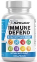 Clean Nutraceuticals Immune Defense Support Supplement 8 i 1 med Zink 50mg Quercetin, VIT C 1000mg, Vitamin D3 5000 IE, Elderberry, Ginger - Immunity System Booster for Adults, Vegan - 60 Count