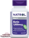 Natrol Beauty Biotin 1000mcg, Dietary Supplement for Healthy Hair, Skin, Nails and Energy Metabolism, 100 Tablets, 100 Day Supply (Pack of 12)