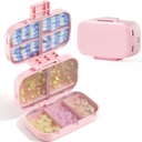 MEACOLIA Triple-Folding Pill Organizer, 9 Compartments Travel Pill Case med stor kapacitet, Daily Pill Box Small Pill Container för Vitamin, Cod Liver Oil, Kosttillskott (rosa)