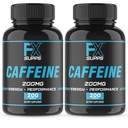 FXSUPPS Koffein 200 mg Piller (2-Pack, 400 kapslar) - Fast-Acting Energy Support Supplement för män och kvinnor