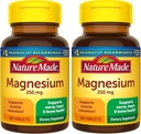 Nature Made Magnesium Oxide 250 mg, Kosttillskott för muskel, hjärta, ben och Nerve Health Support, 100 tabletter, 100 Day Supply (Pack of 2)