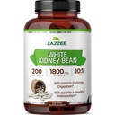Zazzee White Kidney Bean 10:1 Extract, 1800 mg per servering, 200 Vegan kapslar, över 2 månaders leverans, standardiserad, koncentrerad 10X extrakt, 100% vegetarisk, all-naturlig och icke-GMO, tillverkad i USA