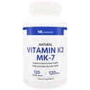 ML Naturals Natural Vitamin K2 MK-7 120 mcg 120 Vegetable Capsules. Natural MK-7/99% All-Trans MK-7. Stöder Ben & Hjärthälsa, hjälper till att främja vaskulär hälsa, NSF-Certified & CGMP-Compliant.