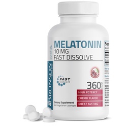 Bronson Melatonin 10mg snabbt lösa körsbär smaksatta tabletter Vegetariska Chewable Lozenges, 360 greve
