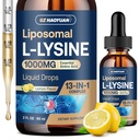 Liposomal L-lysin 1000MG Liquid Drops, 13-i-1 Lysine Supplements - Monolaurin, Olive Leaf Extract med vitamin C, B6, D3, B12 & Zink för Collagen, Lip, hud & Immune Support för barn & vuxna, 2oz