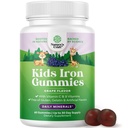 Kids Iron Gummies - Blood Builder Iron Supplements for Kids with Gentle for Stronger Immunity & Energy - Vitamin B12, Folate & Vitamin C Gummies - Vegan GMO & Gluten Free for Toddlers - 60 Count