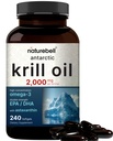 NatureBell Antarctic Krill Oil 2000mg Supplement, 240 Softgels, 3X Styrke Naturlig Källa Omega-3s, EPA 240mg + DHA 160mg + Astaxanthin 800mcg - No Fishy Aftertaste - Mercury Free & Non-GMO