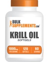 BulkSupplements.com Krill Oil 1000mg Softgels - Antarctic Krill Oil Supplement - Omega 3 Supplement, DHA Supplement - Gluten Free, 2 Softgels per Servering, 120 Count (Pack of 1)