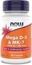 Nu Kosttillskott, Mega D-3 & MK-7, 5000 IE / 180 mcg, Bone & Cardiovascular Support *, Vitamins K-3 & K-2, 180 kapslar