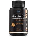 Vitamin K2 Supplement - Full Spectrum Vitamin K2-MK7, MK4 & Vitamin D - Hög styrka K2 Fungerar med vitamin-D3 - Vitamin-K 600mcg - Stöder Benhälsa - 90 kapslar