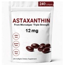 Astaxanthin 12mg, Premium Astaxanthin Antioxidant Kosttillskott med antioxidantaktivitet, stöder öga, immun, hudhälsa, inre cirkulation-240 Softgels