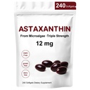 Astaxanthin 12mg,240 Softgels, Premium Astaxanthin Antioxidant Supplements,Supports Eye, Skin, Immune, Intern Circulation,Non-GMO, Gluten Free, No Soy-8 Month Supply