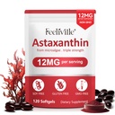 Astaxanthin Supplements, Premium Astaxanthin 12mg Antioxidant med antioxidantaktivitet, stöder öga, gemensam, immun, hudhälsa, inre cirkulation, 1Pack (120 Softgels), icke-GMO & Ingen Gluten