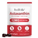 Astaxanthin Supplements, Astaxanthin 12mg, 120 Softgels Antioxidant Astaxantina Supplement for Eye, Skin, Joint & Immune Health, stöder inre cirkulation och hjärthälsa, icke-GMO & Ingen Gluten