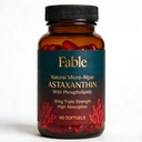 Fable Astaxanthin 12mg med fosfolipider - 5X Absorption, Natural Micro-Algae Sourced Antioxidant för hud, ögon och hjärthälsa, 60 greve