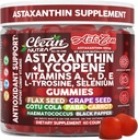 Rena Nutraceuticals AstaZen Astaxanthin Gummies 12mg - med Lycopene, vitamin A C D E, L-Tyrosine & Selenium - Antioxidant Support Gummies - 60 Count