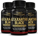 FREZZOR Astaxanthin Black med UAF1000 + Super Antioxidant, stöder hjärta, ögon och hjärnhälsa, anti-aging hudvård och cellulärt skydd, 12mg Astaxanthin per servering, 180 Softgels, 3 månaders leverans