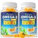Omega-3 Gummies Supplement for Adults 40+: 1280mg Vegan Omega3 Fatty Acid DHA EPA with Vitamin D3 K2 Zinc Turmeric for Overall Health Support - Fish Oil Alternative for Women Men(120Count)