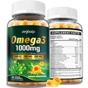 Omega-3 Supplement Gummies for Women & Men - 1000mg Vegan Omega3 DHA & EPA with Turmeric, Vitamin D3, K2, Citicoline for Overall Health - Algae Oil Omega 3 Fatty Acid Supplements, Sugar-Free