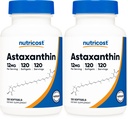 Nutricost Astaxanthin 12mg, Non-GMO och Gluten Free, 120 Softgels (4 månaders leverans) (Pack of 2)
