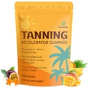 Tanning Gummies med Astaxanthin för kvinnor och män | Sunless Tanning Supplement med Beta Carotene, Lycopene, Collagen & Vitamins | Hud Radiance & Hydration | Vegan & Sugar Free - 60 Count