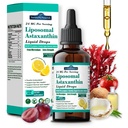 Liposomal Astaxanthin 24mg Liquid Drops, 11-i-1 Antioxidant med MCT Oil, Lycopene & Organic Coconut Oil, Fresh Microalgae Source, stöder Eye Skin Joint Health för kvinnor och män, Lemon Flavors