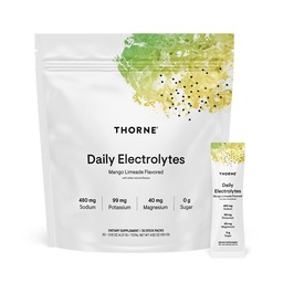 THORNE - Daily Electrolytes - Zero Sugar & Low-Calorie Electrolyte Powder Drink Mix - smaker härrör från naturliga källor - NSF Certified for Sport - Mango Limeade - 30 Stick Packs