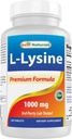 Bästa naturliga L-Lysin 1000mg 180 tabletter - Dubbel styrka Lysin för starkare immunhälsa och kalla sår