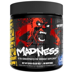 Mutant Madness | Pre Workout Powder Supplement Performance och Pump Blend innehåller L-Citrulline, Beta-Alanine, Taurine, L-Tyrosine | 30 Servering | Blå Raspberry