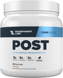 Transparent Labs Post - Post-Workout Recovery Muscle Builder w/L-Glutamine, Creatine Monohydrate, & Carnipure L-Carnitine L-Tartrate för Muscle Recovery & Building - 30 portioner, Orange