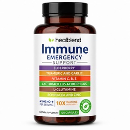 healblend 10 i 1 Immune Support Supplement Booster med Elderberry, Zink, Echinacea, gurkmeja, Lactobacillus Acidophilus, för vuxna [120 kapslar]