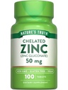 Naturens sanning chelated Zink 50mg | 100 tabletter | Essential Mineral Supplement | från Zink Gluconate | Vegan, Non-GMO & Gluten Free