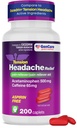 GenCare - Tension Headache Relief Pain Reliever with Acetaminophen 500 mg & Caffeine 65 mg (200 Caplets) Best Value Bulk Extra Strength for Head, Migraine, Joint Pain & Body Ache Relief Medicine
