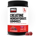 Force Factor Creatine Monohydrate Gummies, NSF Certified, 5g Dose för män och kvinnor att stödja muskel, styrka, återhämtning, kognitiv hälsa och minne, blandad Berry, 150 Gummies