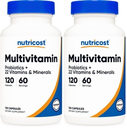 Nutricost Multivitamin with Probiotics 120 Vegetarian Capsules - Packed with Vitamins & Minerals (Pack of 2)
