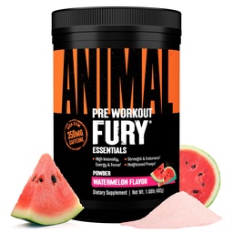Animal Fury Pre Workout Pulver Supplement för energi och fokus 5g BCAA 350mg Koffein Nitric Oxide Utan Kreatin Kraftfull Stimulant för kroppsbyggare, Vattenmelon