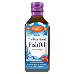 Carlson The Very Finest Fish Oil, 1600 mg Omega-3s, Mixed Berry Flavor, 200 mL - Liquid Norwegian Fish Oil, Wild-Caught & Sustainably Sourced