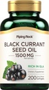 Piping Rock Black Currant Seed Oil Softgel Capsules | 1500mg | 200 Count | with Gamma Linolenic Acid (GLA) | Non-GMO, Gluten Free Supplement