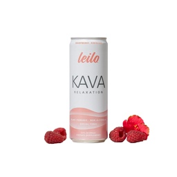 LEILO | Kava Powered Sparkling Relaxation Drink | Raspberry Hibiscus 12-Pack - Non-ALC Calming Beverage | 12 fl oz Cans (Pack av 12)