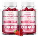 2 Pack Liposomal Alpha Lipoic Acid Gummies 2000mg Gummies,High Potency ALA Complex Biotin & Benfotiamine for Antioxidant, Brain Health and Nerve* Support,Liposomal Enhance 98% Absorption