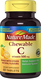 Nature Made Chewable Vitamin C 500 mg tabletter, 60 greve för att hjälpa till att stödja immunsystemet (Pack of 3)