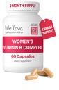 Kvinnors vitamin B-komplex | Främjar energi, hjärn- och hjärtsupport | Vitamin B1, B2, B3, B5, B6, B7, B8, B9, B12, vitamin C, Choline, Inositol | Superior Pure Organic Absorption | 60 kapslar