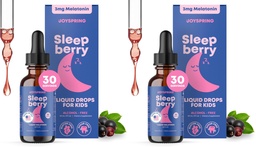 JoySpring SleepBerry Liquid Melatonin for Kids - Natural Sleep Aid with Elderberry and Vitamin D - Boosts Immune System While They Sleep (1 Fl oz) (Pack of 2)