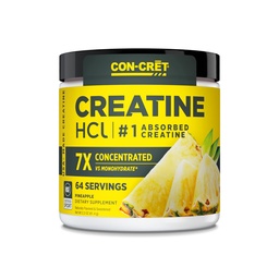 CON-CRET Creatine HCl Powder | Muskel, kognitiv, cellulär energistöd | Inget uppblåst eller kramper | USA Made & NSF Certified | Pineapple (64 Servering)
